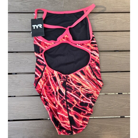 TYR Women Red/black Graphic Diamondfit One-Piece Swimsuit Size 34 New - Picture 2 of 3